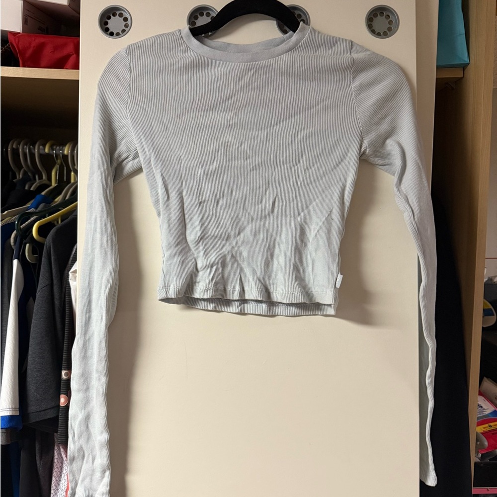 TNA Light Blue Ribbed Long Sleeve Top